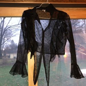 Sheer top with tie up front